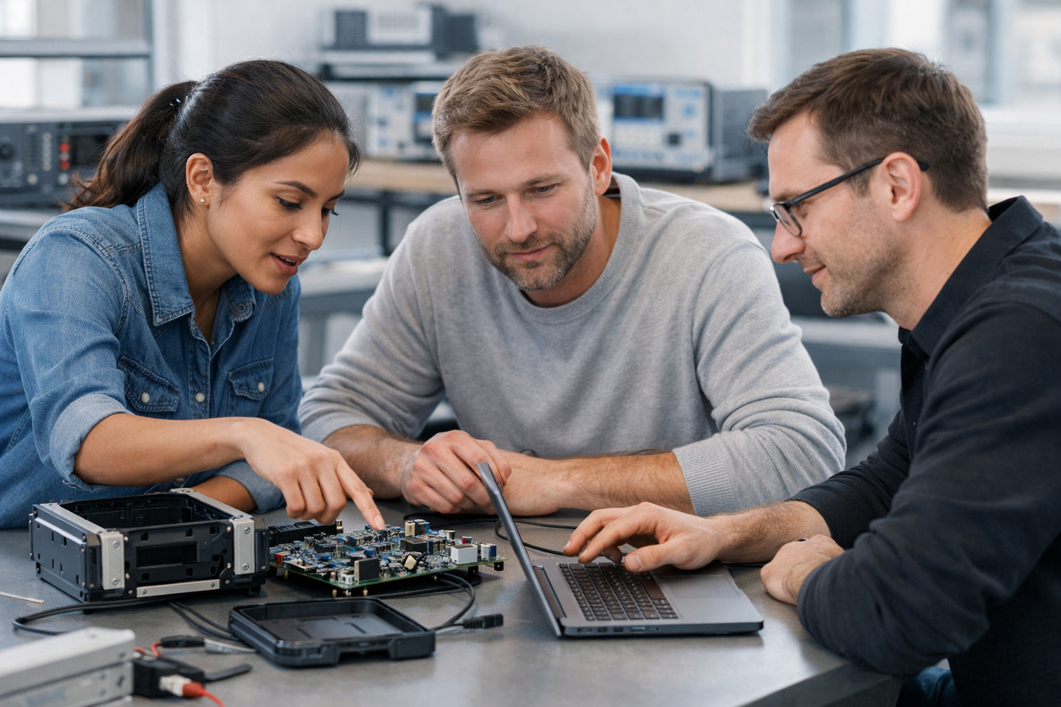 Pacton Tech engineers reviewing a product design